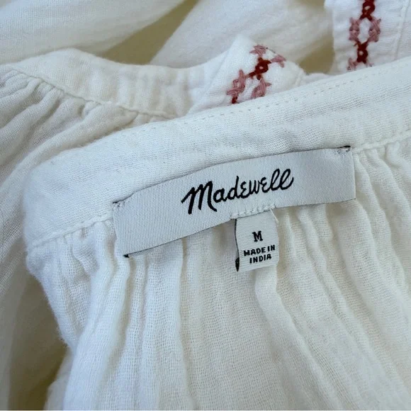 Madewell Embroidered V-Neck‎ Tunic Dress | Size M | Effortless Boho Style - Picture 4 of 7